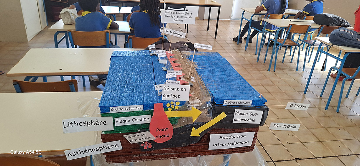 Photo 2 : maquette réalisée par les élèves du club scientifique du collège Mandy François-Elie