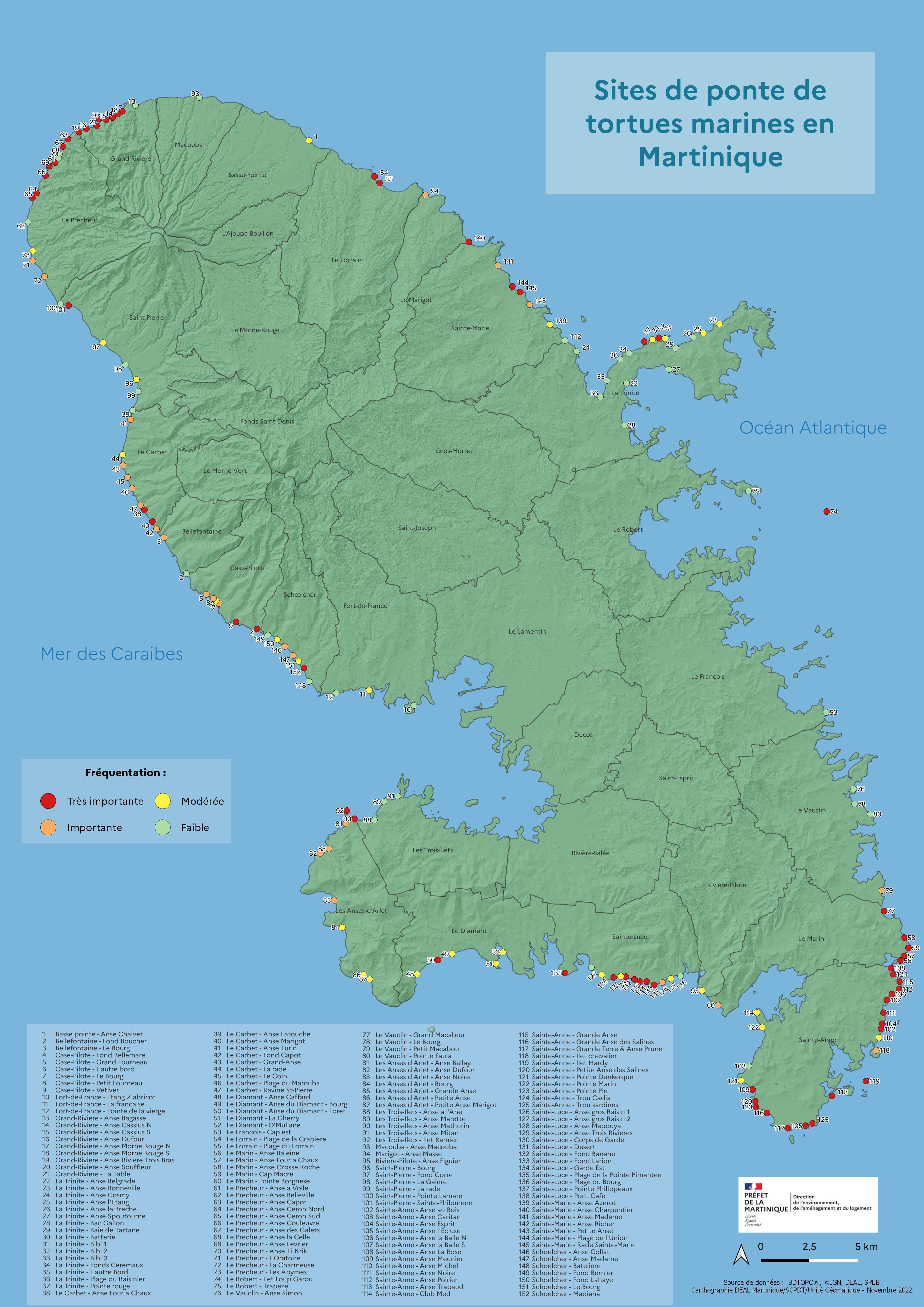 Carte enjeux sites de ponte tortues marines